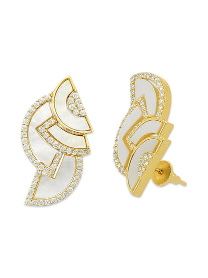 Fresh Water Pearl Embellished Design AD Earrings