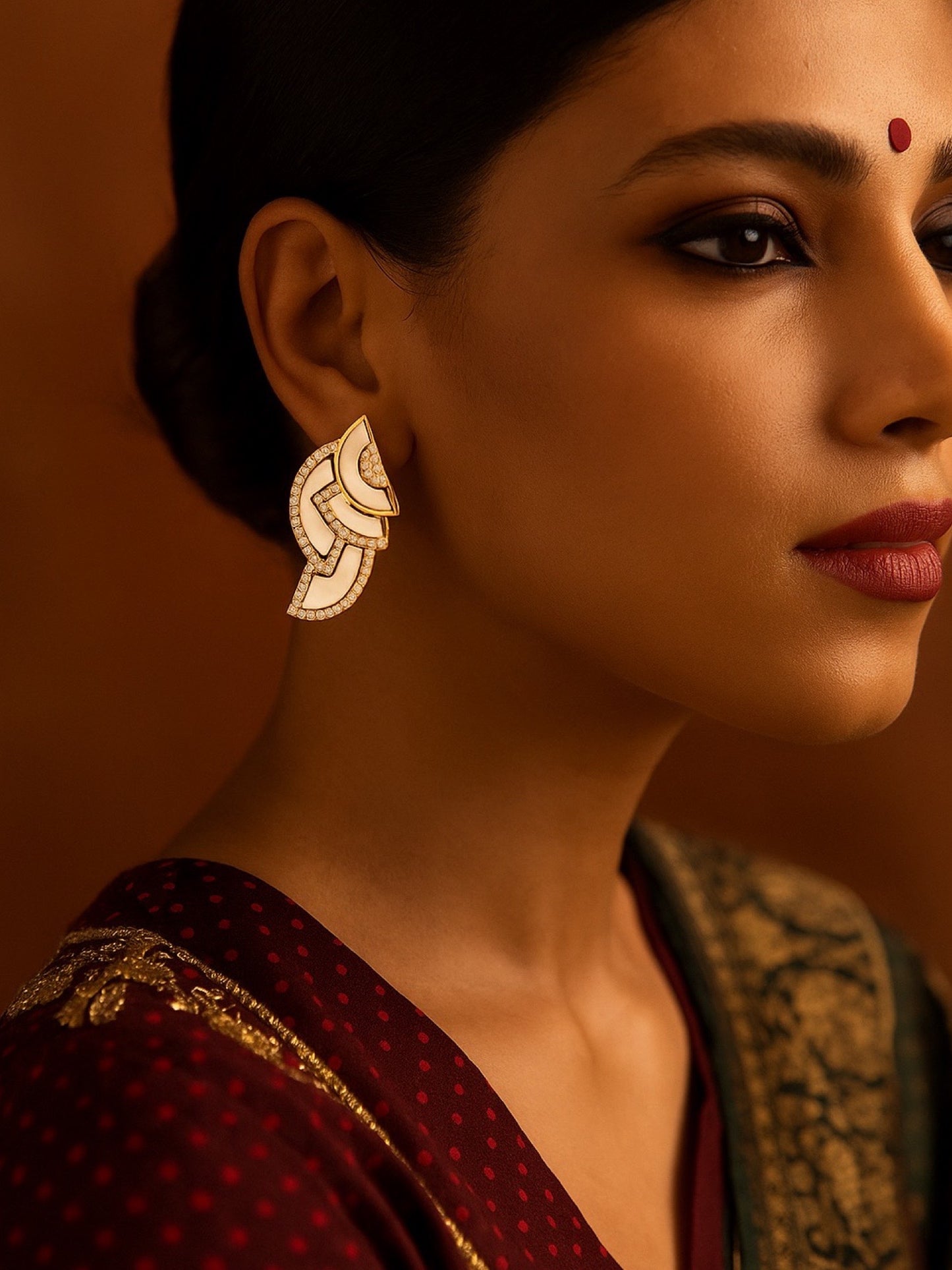 Fresh Water Pearl Embellished Design AD Earrings