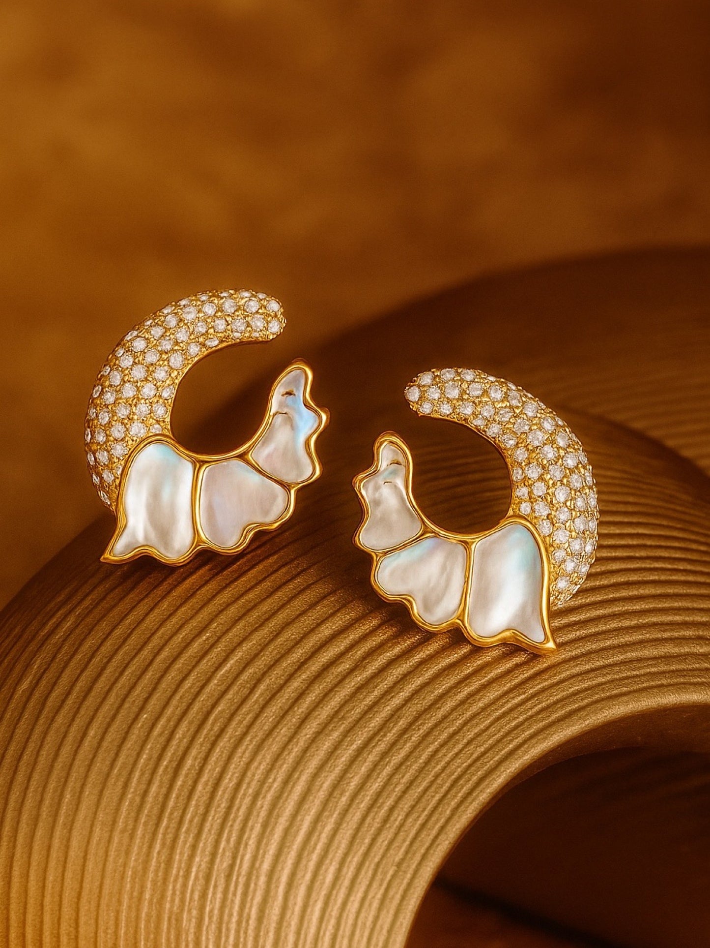 Fresh Water Pearl Swan Feather Design AD Earrings