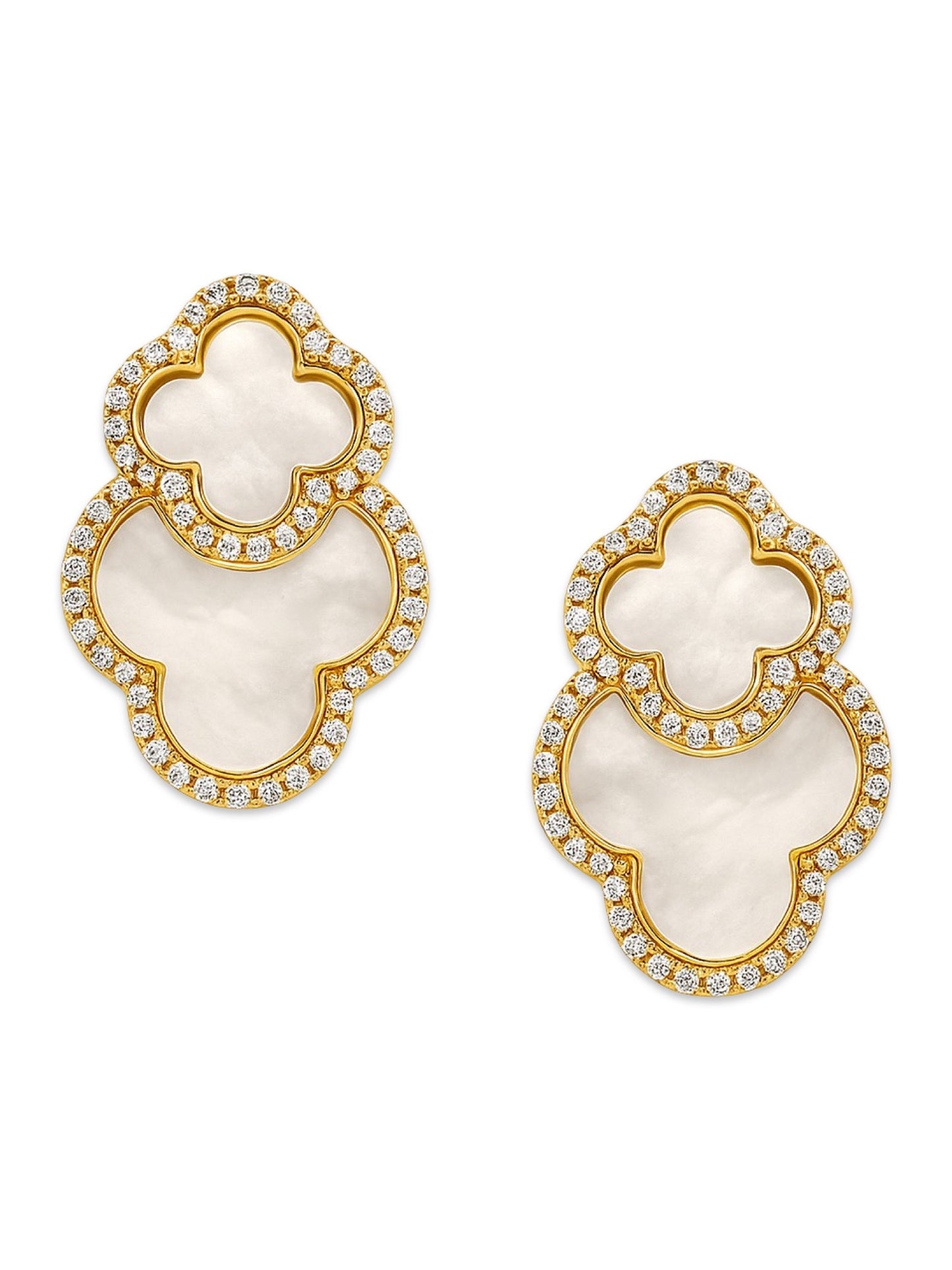 Fresh Water Pearl Four Leaf Clover Design AD Earrings