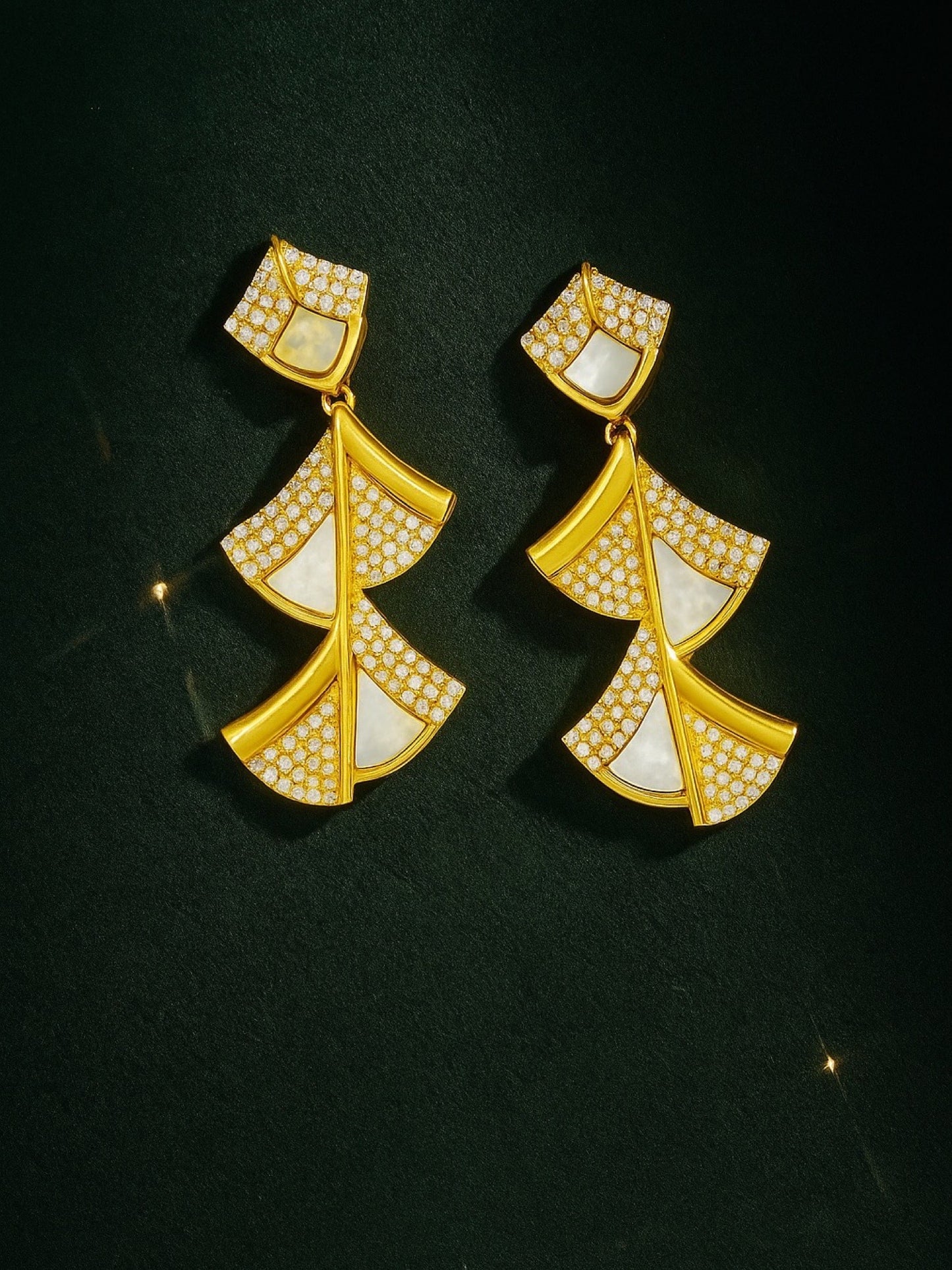 Fresh Water Pearl Geometric Shapes Design AD Earrings