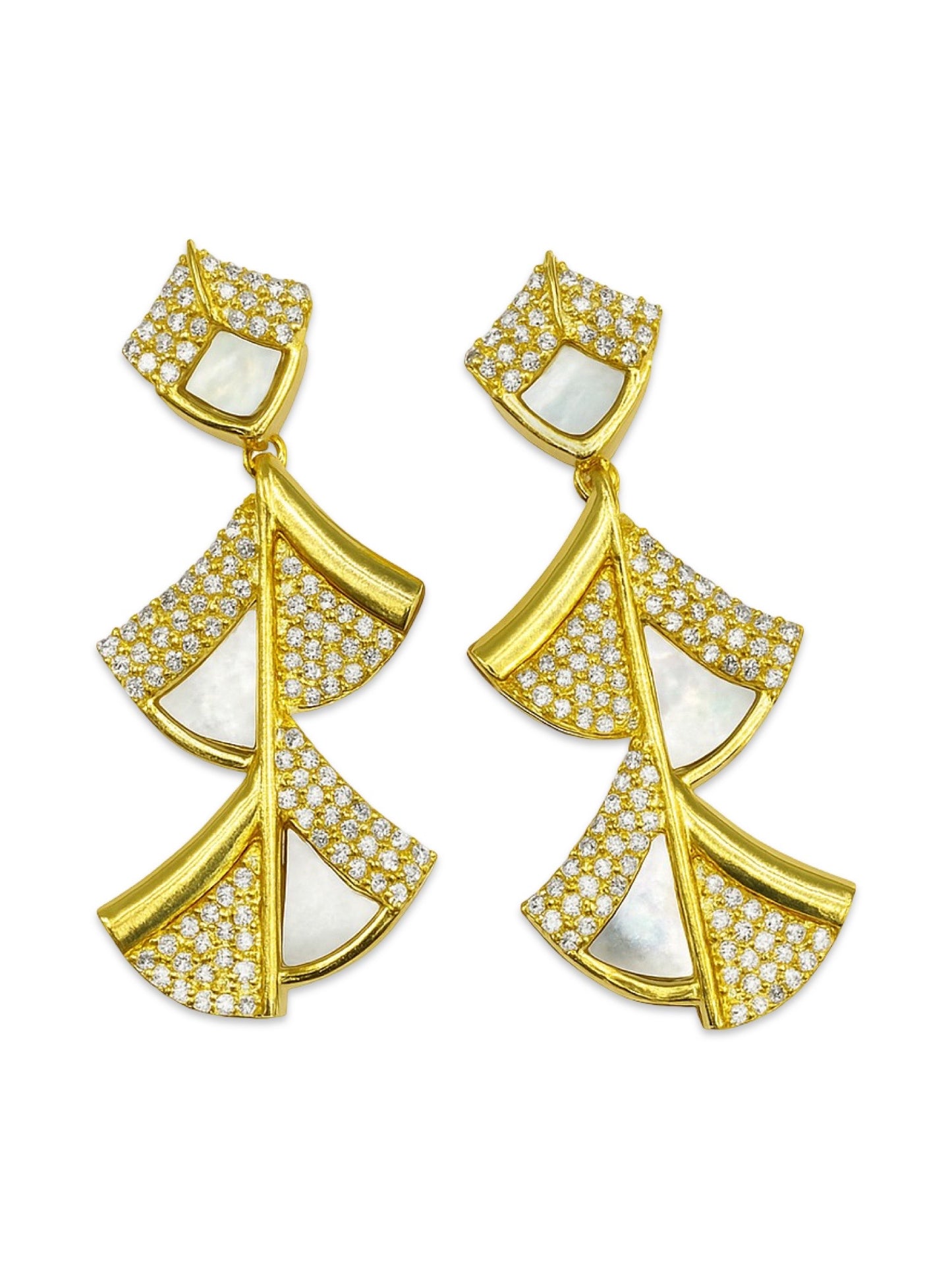 Fresh Water Pearl Geometric Shapes Design AD Earrings