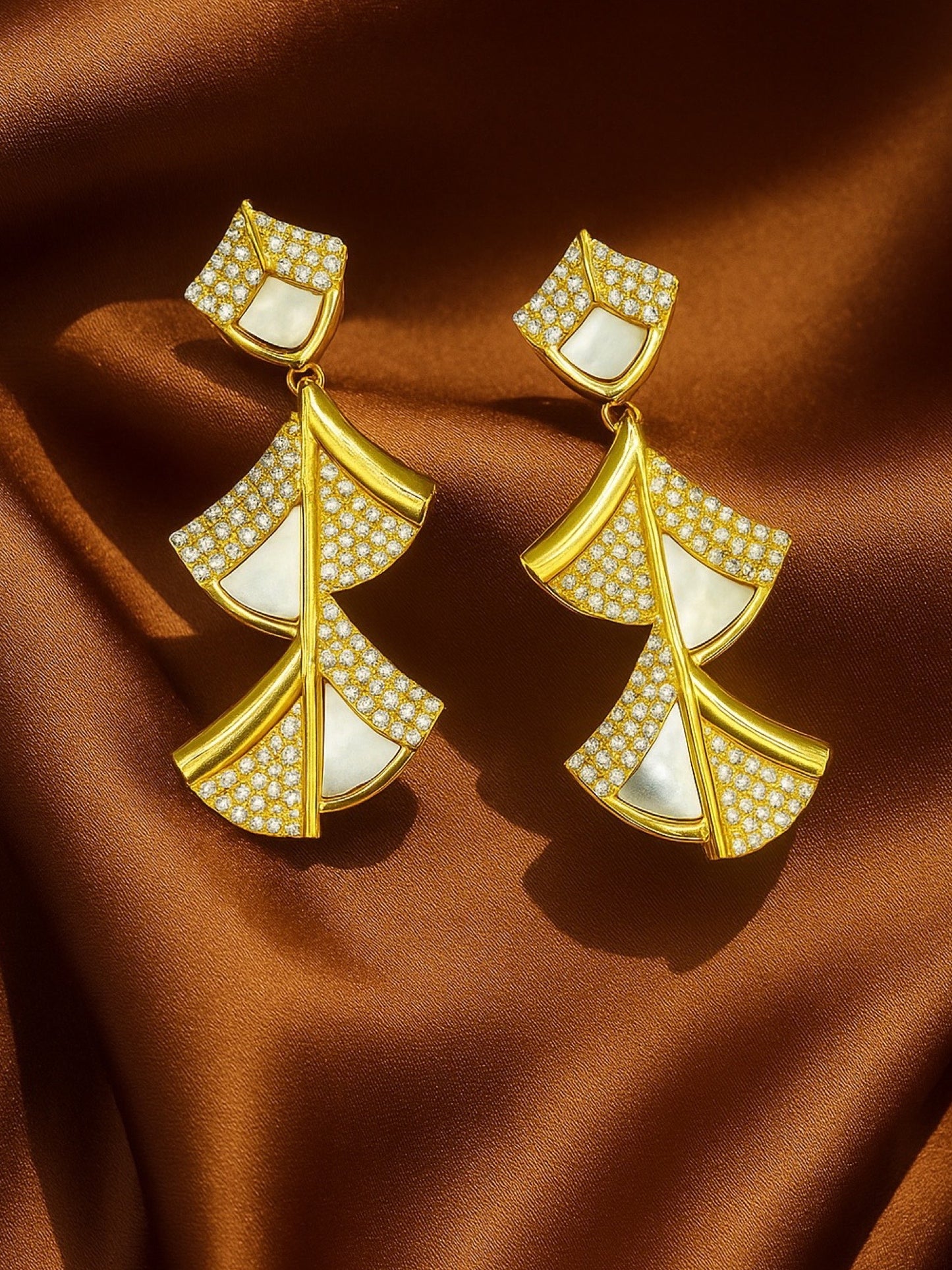 Fresh Water Pearl Geometric Shapes Design AD Earrings