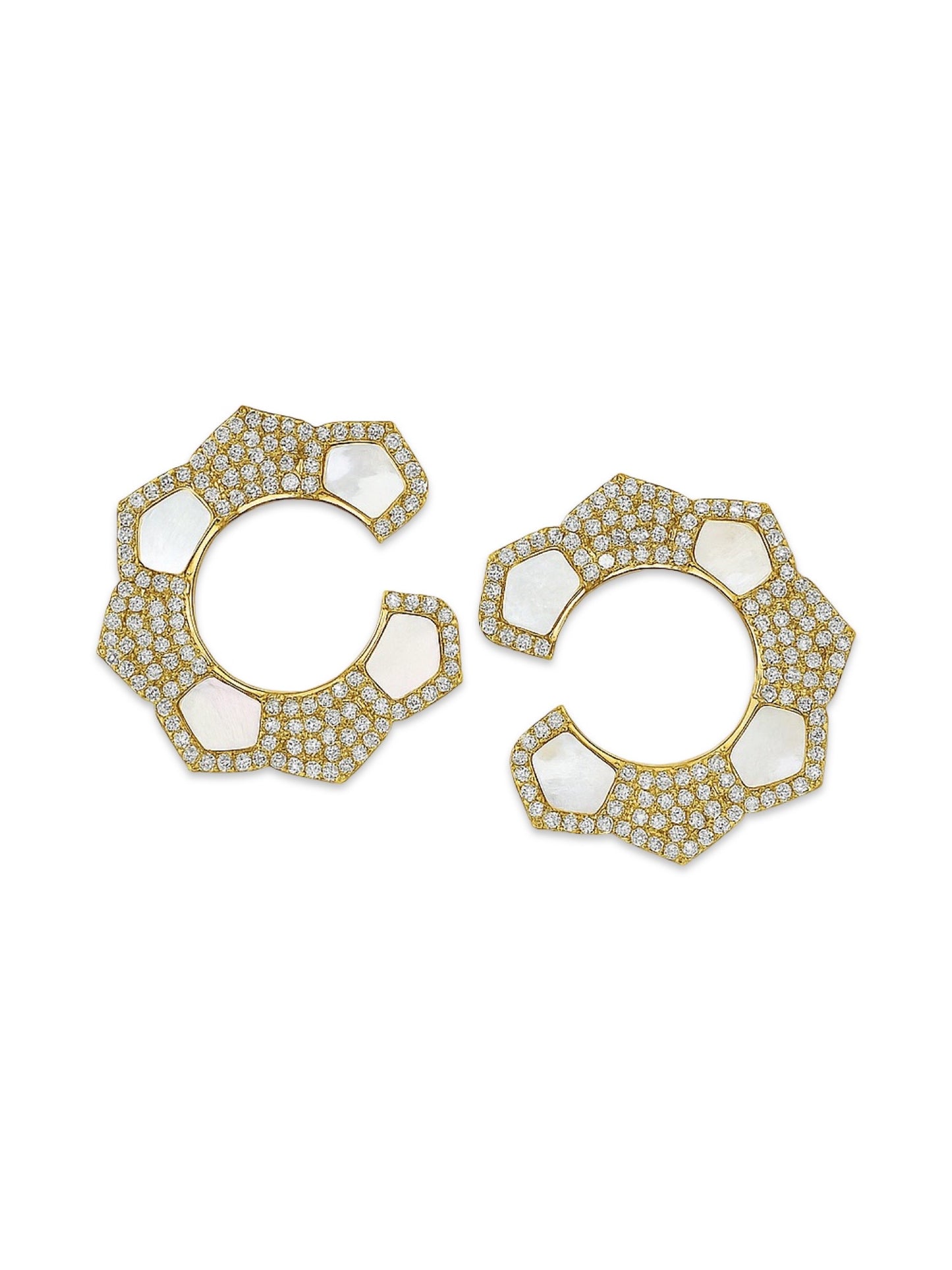 Fresh Water Pearl Geometric Shape Design AD Earrings