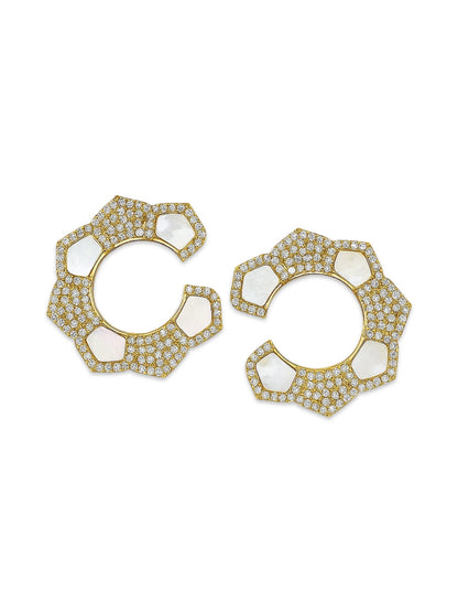 Fresh Water Pearl Geometric Shape Design AD Earrings