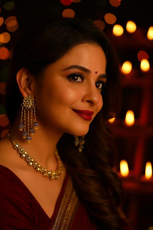 Jhumka Earrings Kundan Flower With Pearl Design