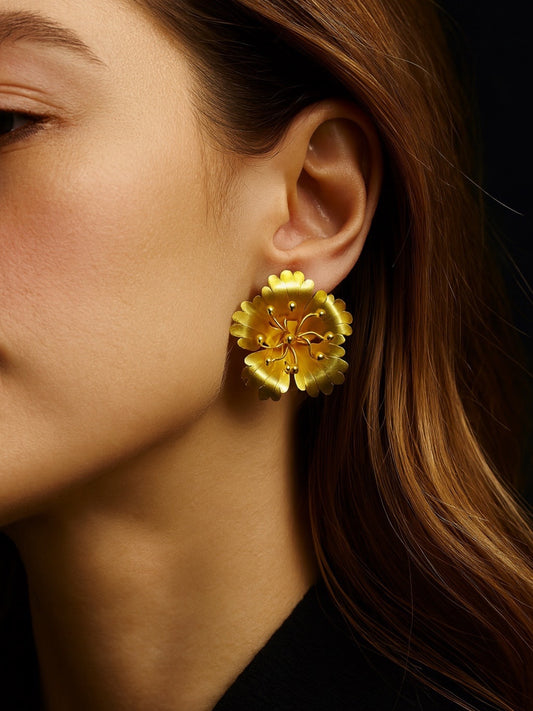 Stud Earrings Hibiscus Flower Design