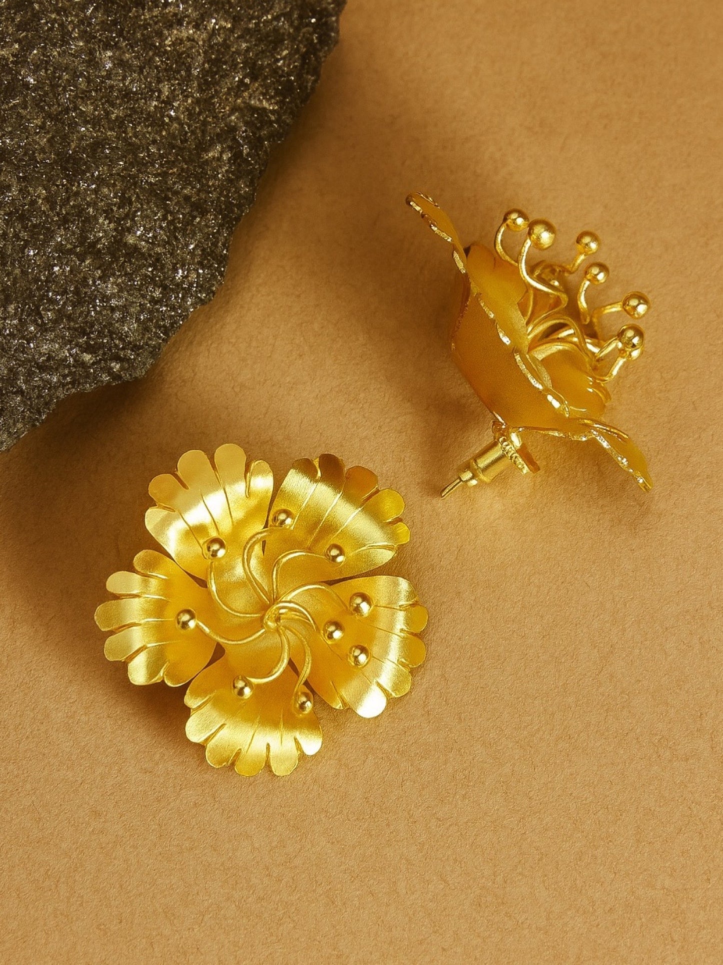 Stud Earrings Hibiscus Flower Design