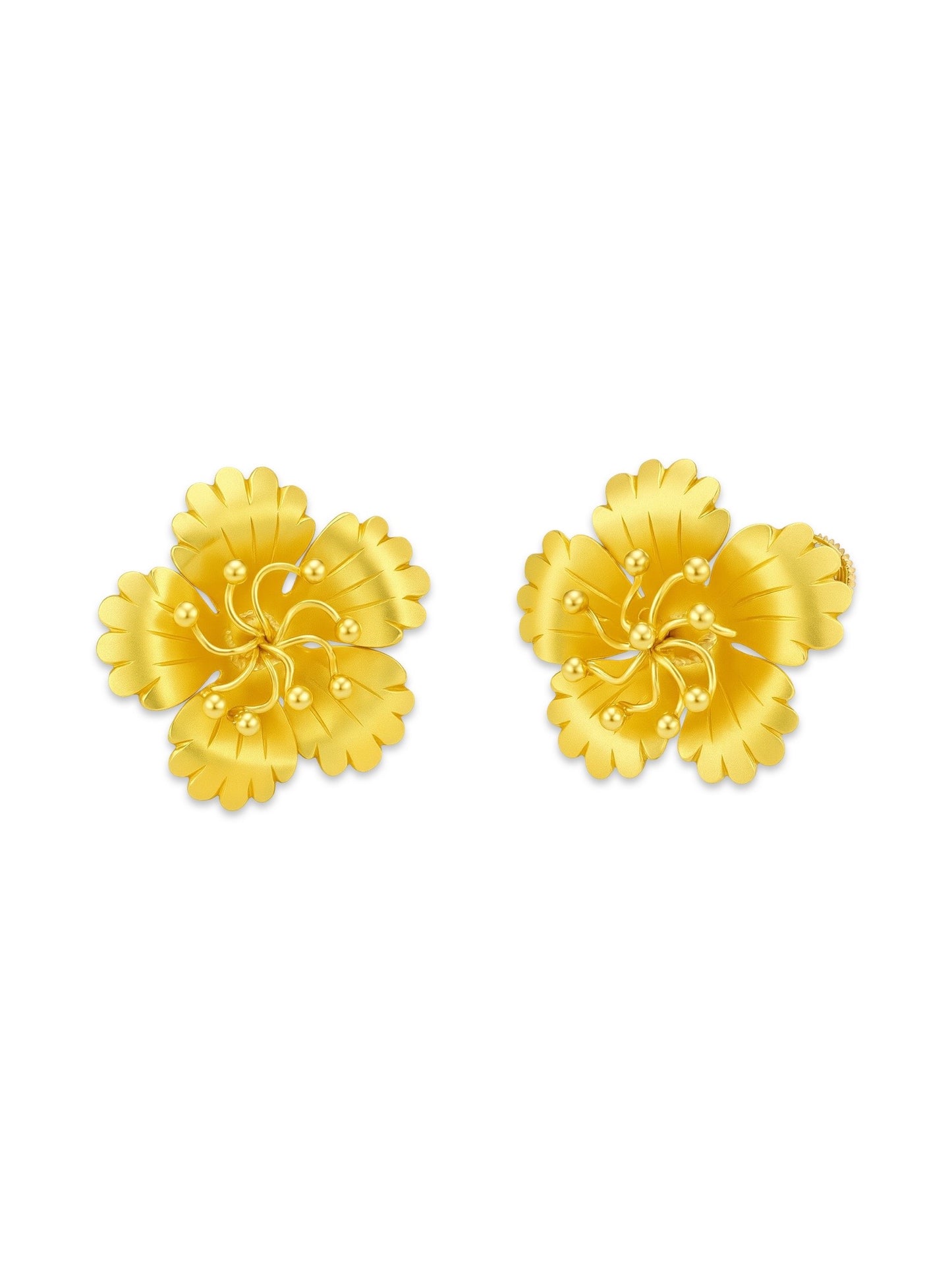 Stud Earrings Hibiscus Flower Design