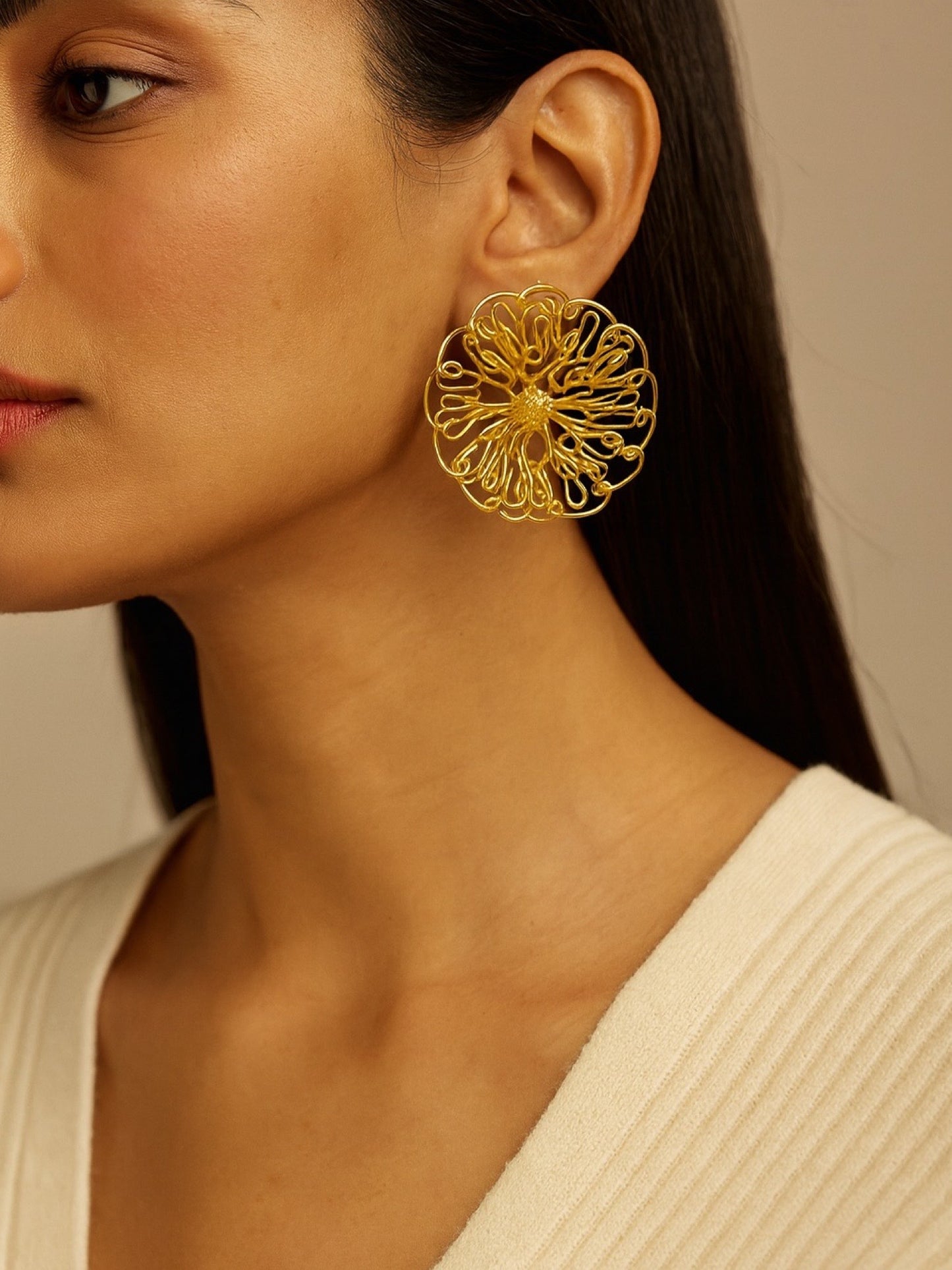 Stud Earrings Flower Design