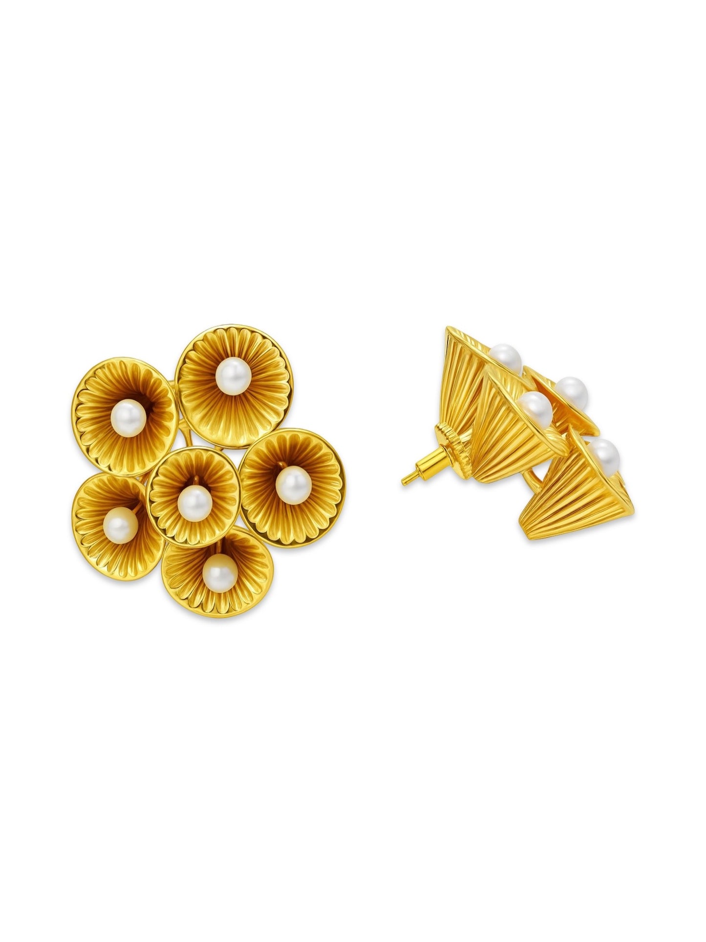 Stud Earrings Flower With Pearl Design