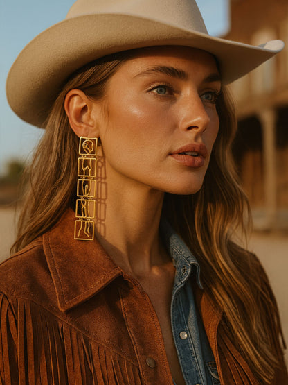 Abstract Gold Western Statement Earrings for Women