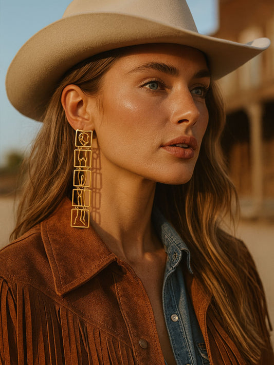 Abstract Gold Western Statement Earrings for Women