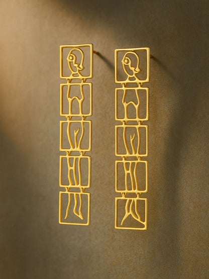 Abstract Gold Western Statement Earrings for Women