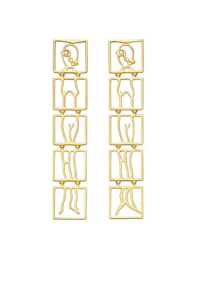 Abstract Gold Western Statement Earrings for Women