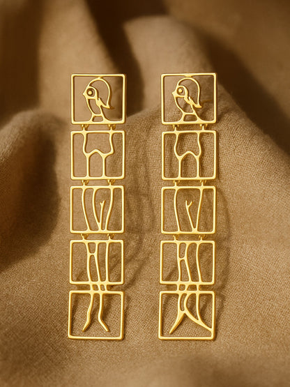 Abstract Gold Western Statement Earrings for Women