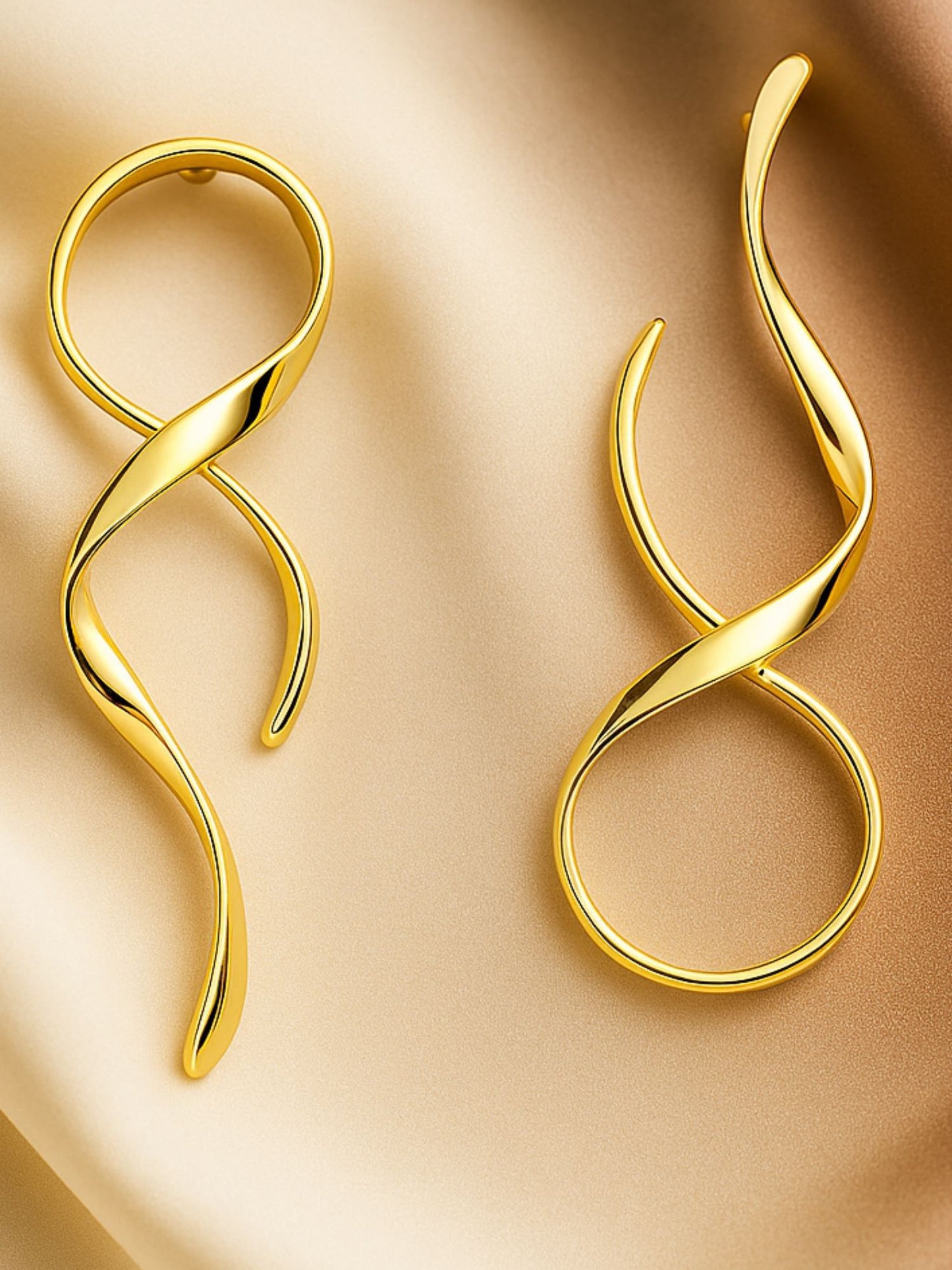 Gold Plated Abstract Twist Drop Earrings for Women
