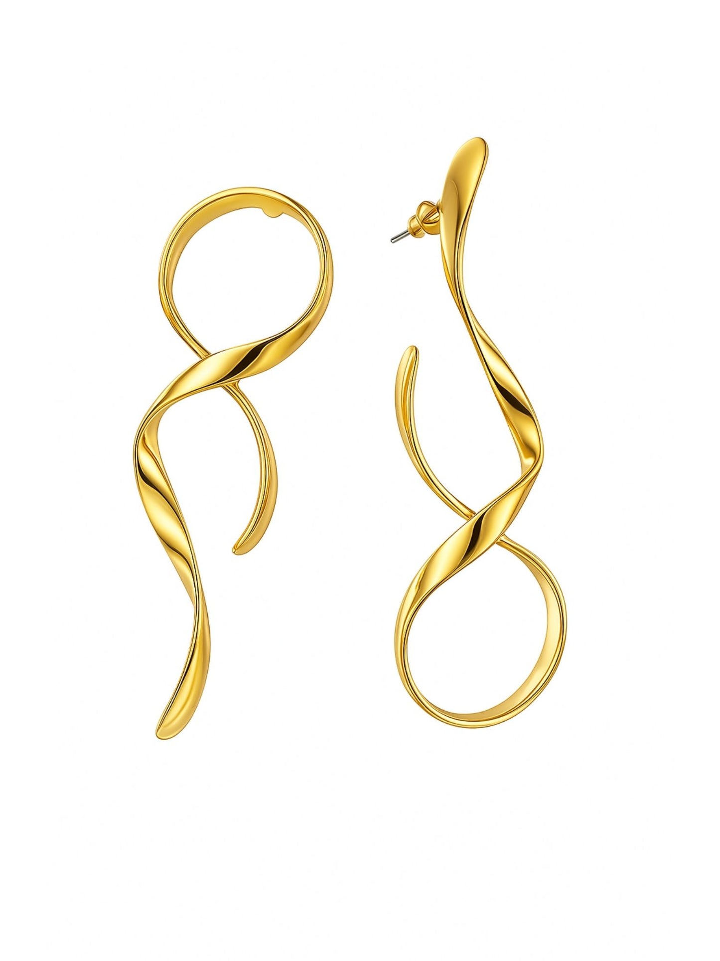 Gold Plated Abstract Twist Drop Earrings for Women