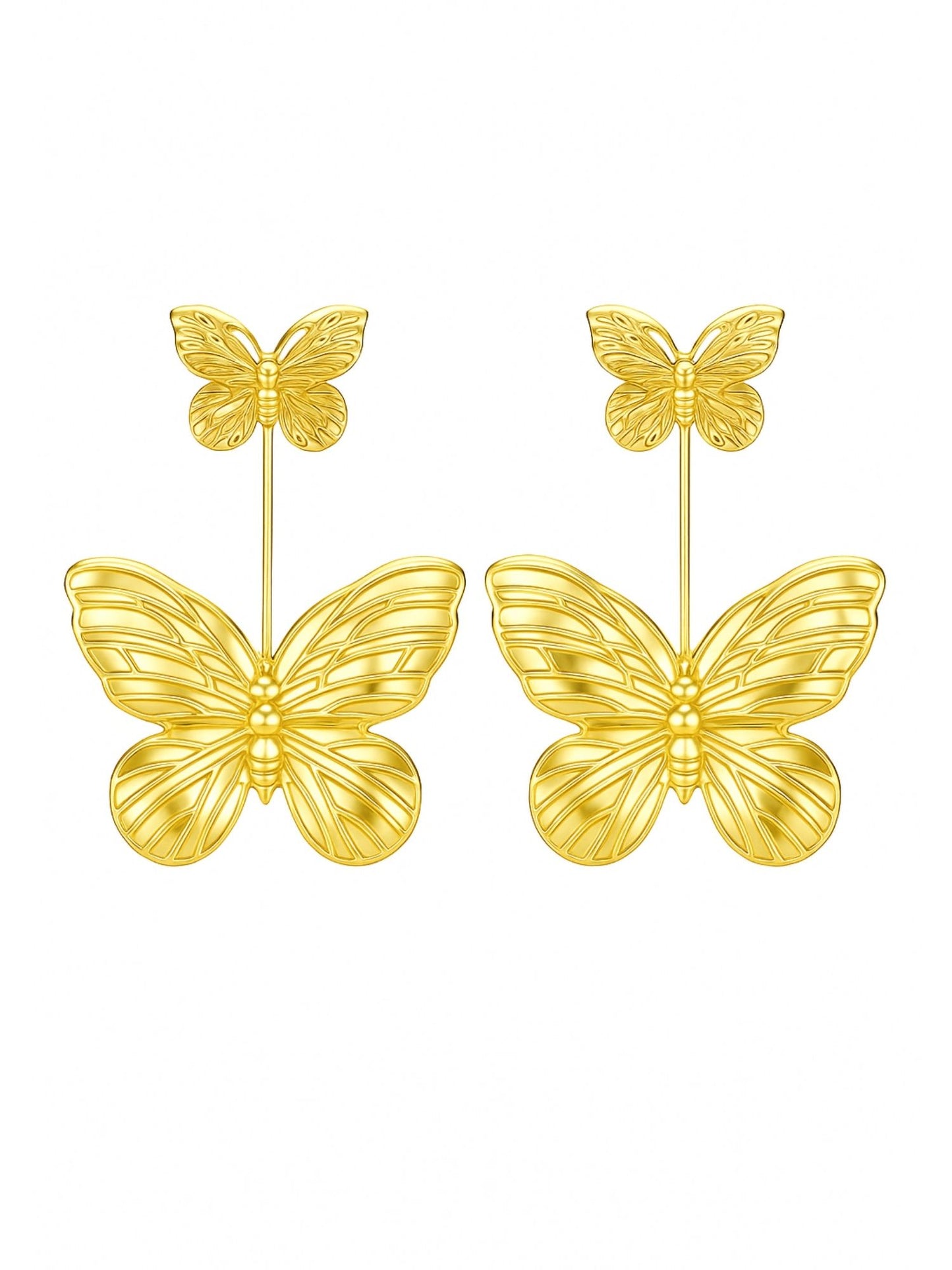 Gold Plated Butterfly Long Statement Earrings for Women