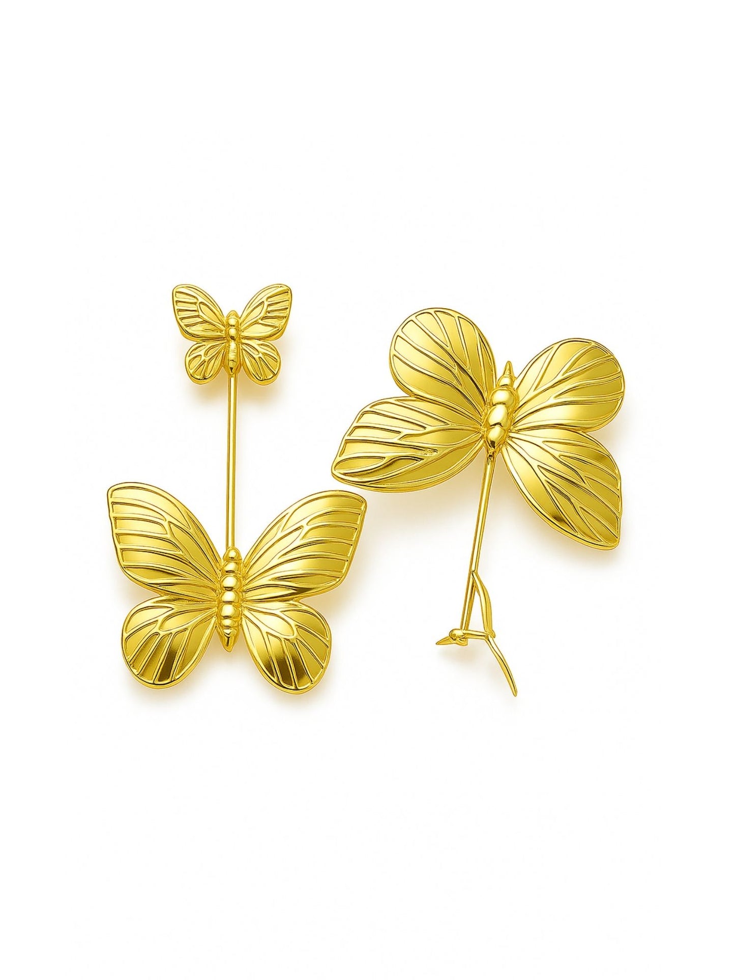 Gold Plated Butterfly Long Statement Earrings for Women
