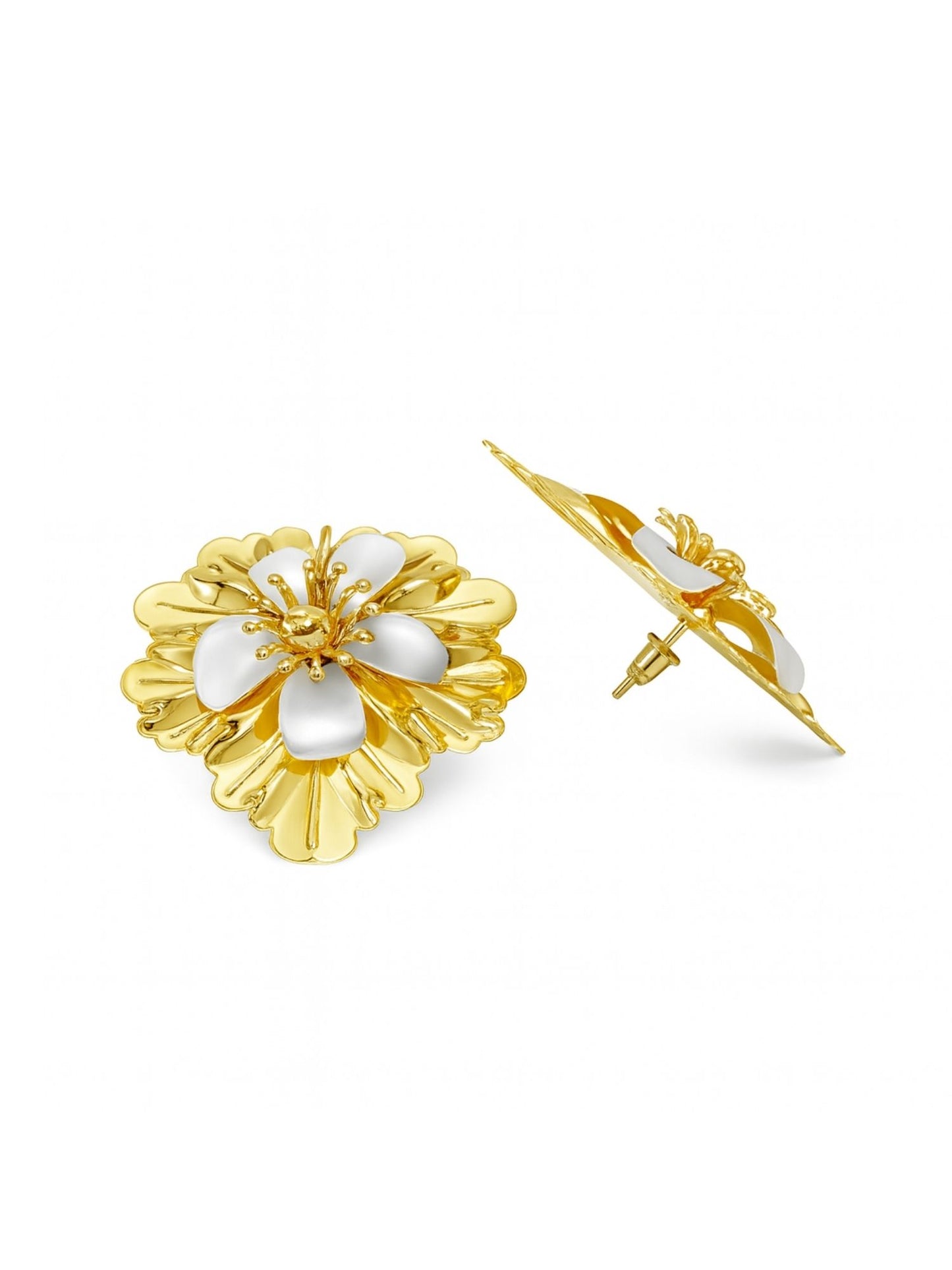 Gold Plated Floral Stud Earrings for Women