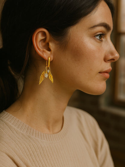 Gold Plated Abstract Drop Earrings for Women