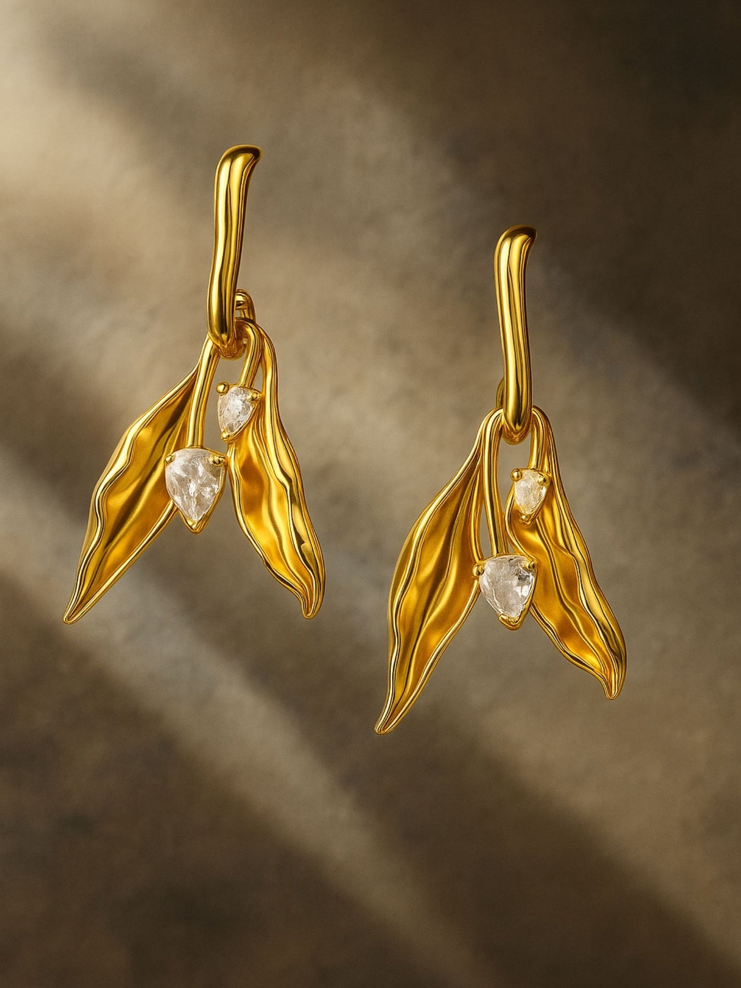 Gold Plated Abstract Drop Earrings for Women