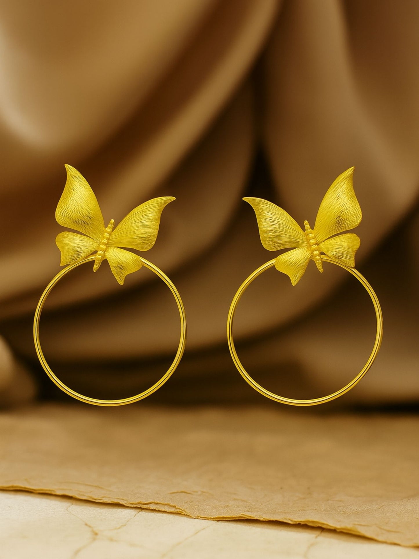 Gold Plated Butterfly Hoop Earrings for Women