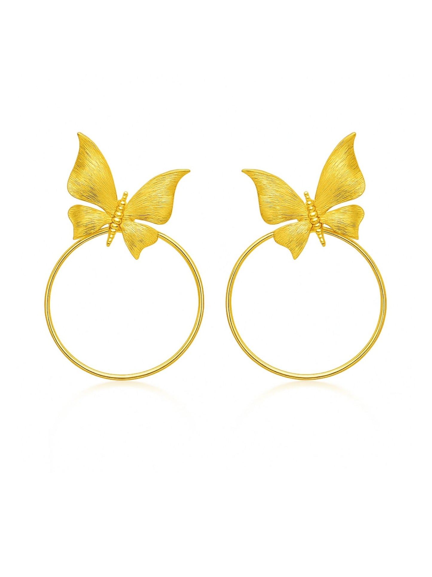 Gold Plated Butterfly Hoop Earrings for Women