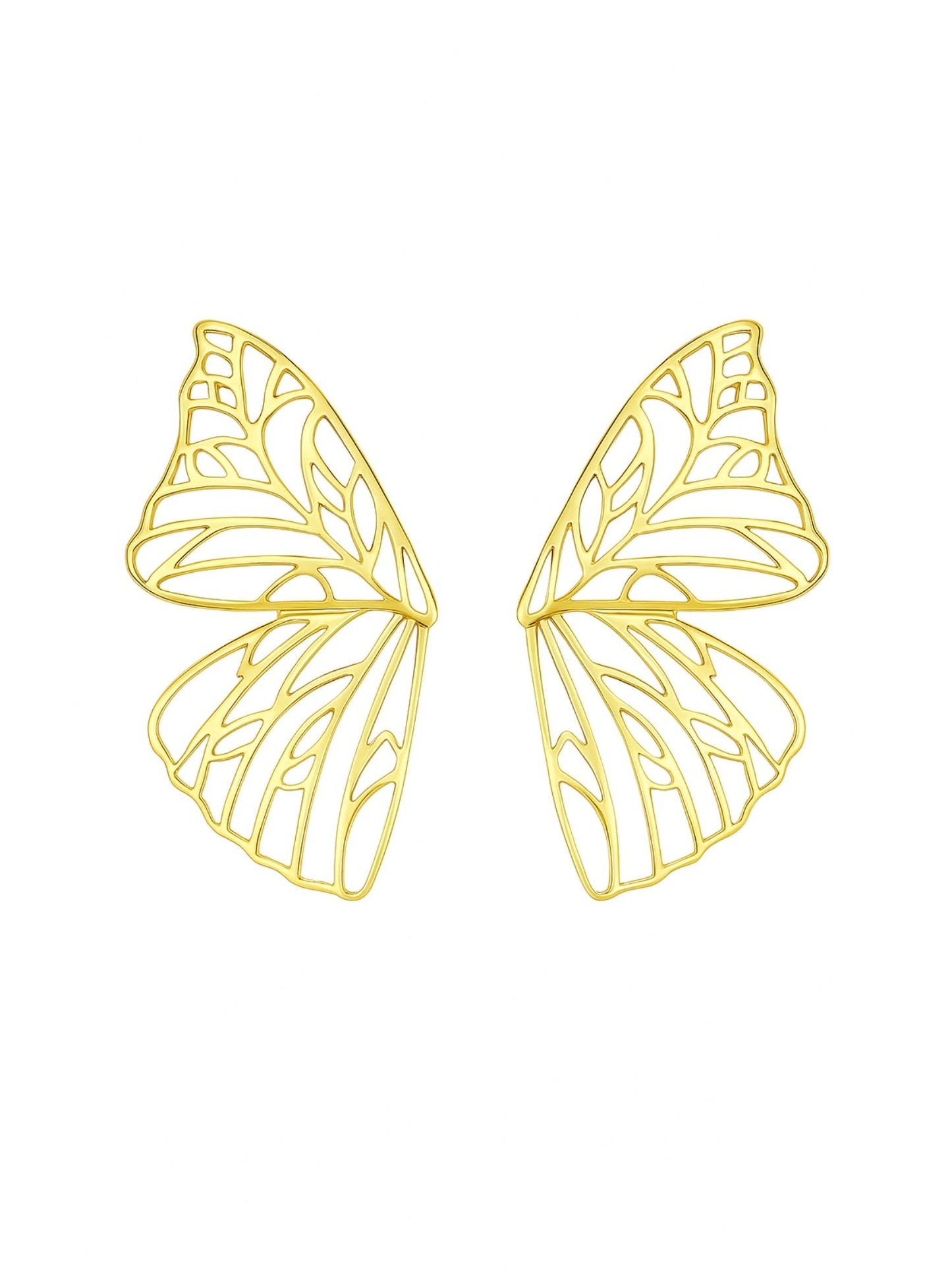 Gold Plated Abstract Cutwork Statement Earrings