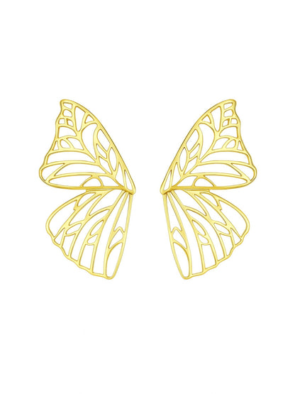 Gold Plated Abstract Cutwork Statement Earrings