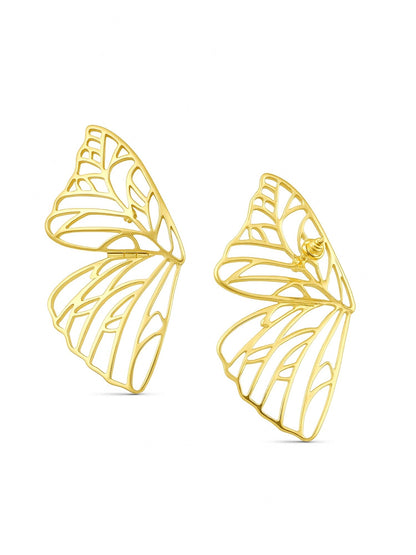 Gold Plated Abstract Cutwork Statement Earrings