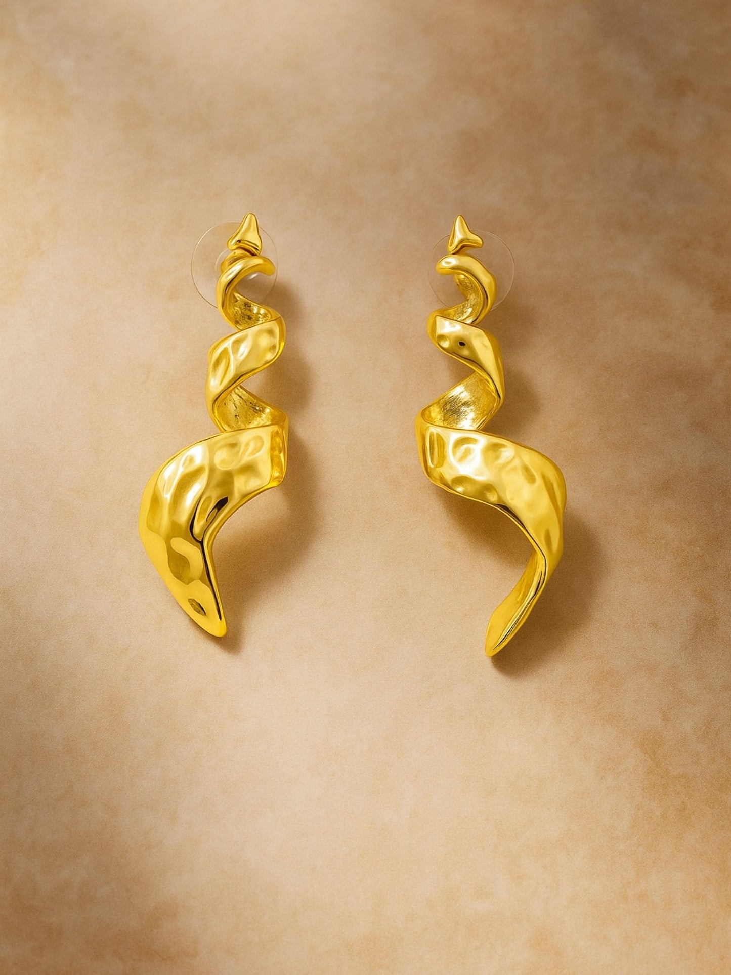 Gold Plated Abstract Spiral Drop Earrings for Women