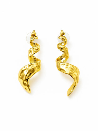 Gold Plated Abstract Spiral Drop Earrings for Women