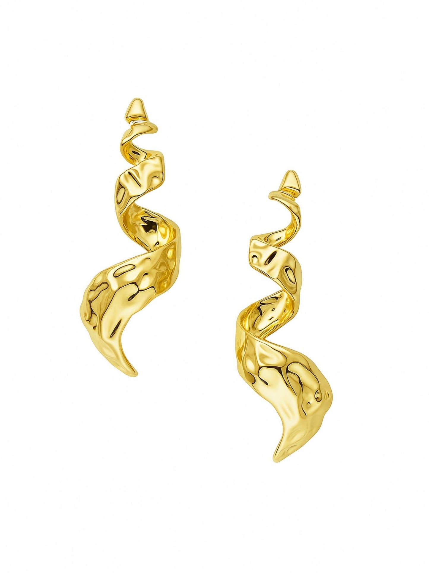 Gold Plated Abstract Spiral Drop Earrings for Women