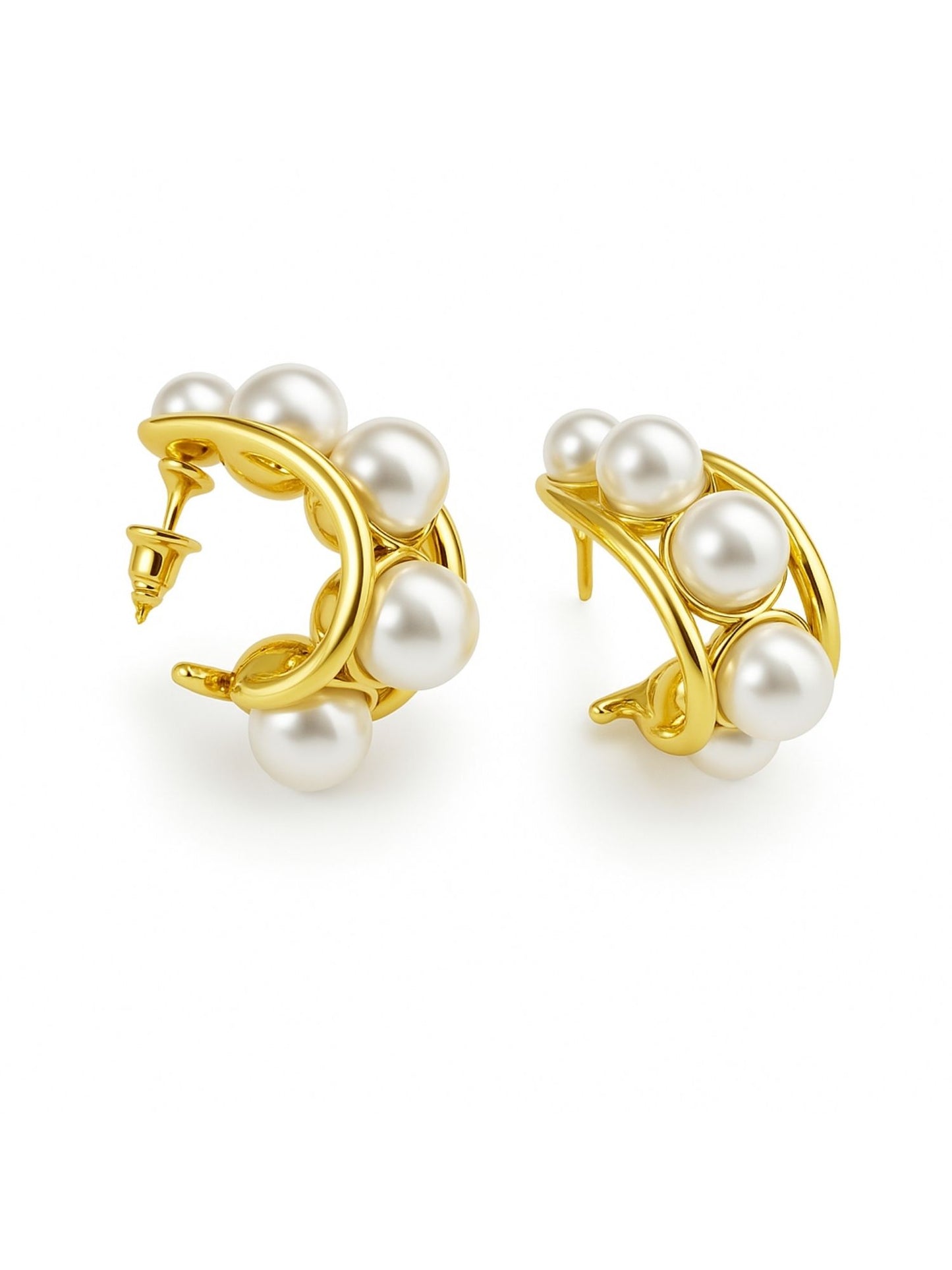 Gold Plated Pearl Hoop Earrings for Women