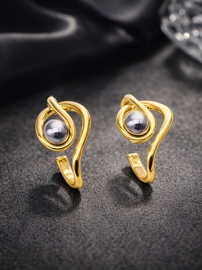 Gold/Silver Plated Abstract Swirl Stud Earrings for Women