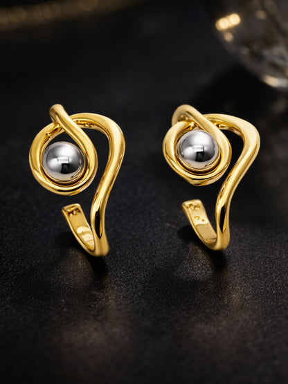 Gold/Silver Plated Abstract Swirl Stud Earrings for Women