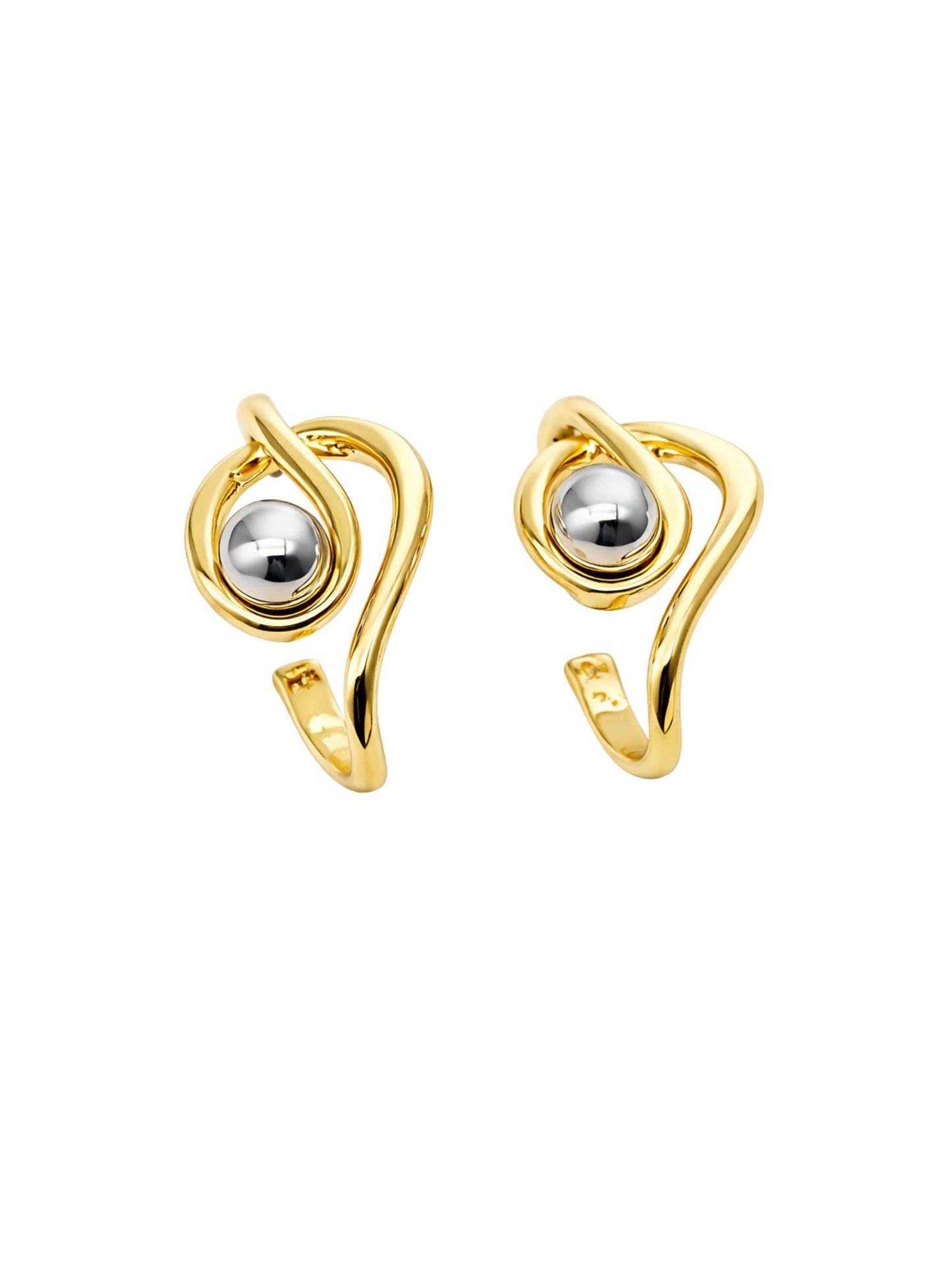 Gold/Silver Plated Abstract Swirl Stud Earrings for Women