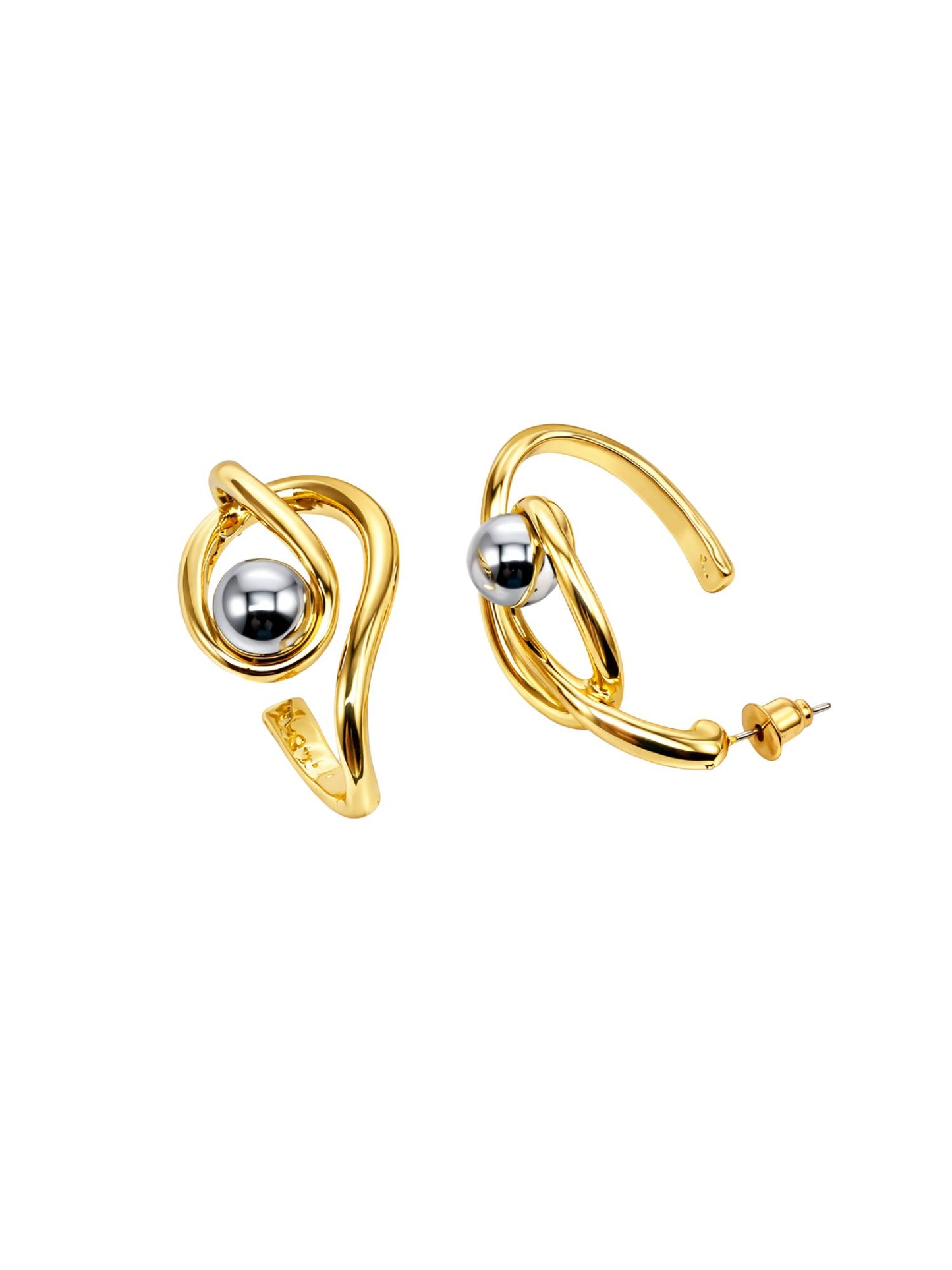 Gold/Silver Plated Abstract Swirl Stud Earrings for Women
