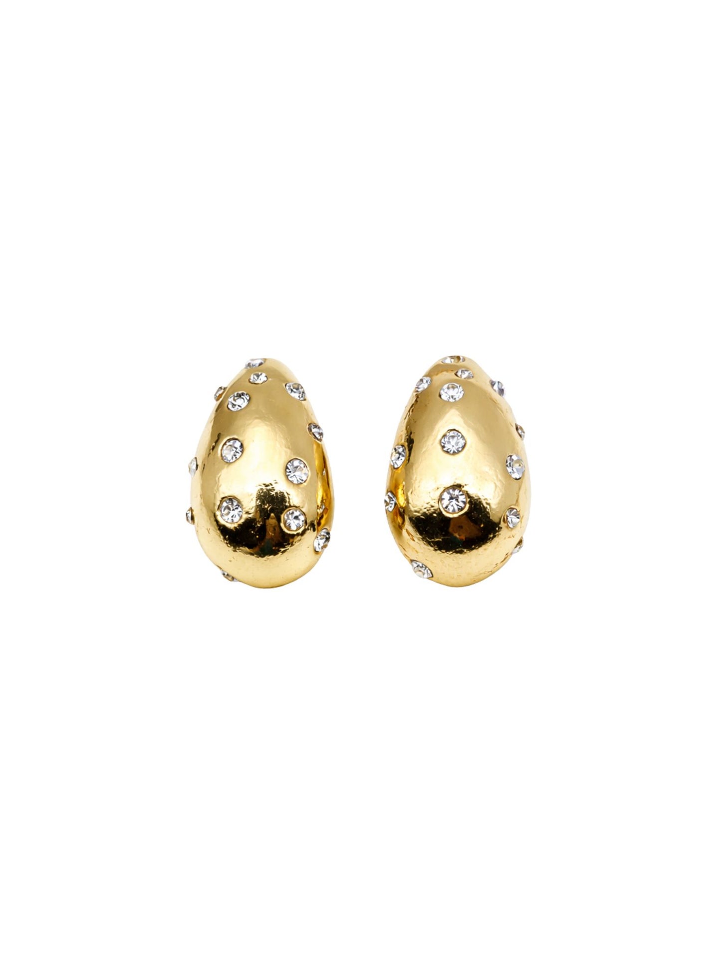 Gold Plated Oval Crystal Stud Earrings for Women