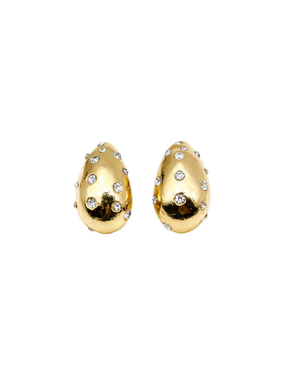 Gold Plated Oval Crystal Stud Earrings for Women