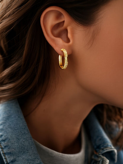 Gold Plated Square Huggie Earrings for Women