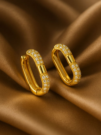 Gold Plated Square Huggie Earrings for Women