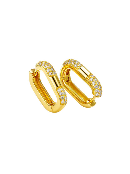 Gold Plated Square Huggie Earrings for Women