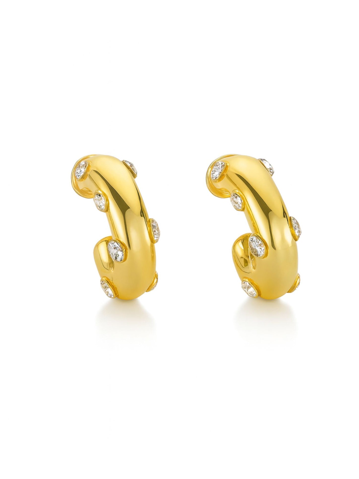 Gold Plated Curved Huggie Earrings for Women