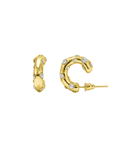 Gold Plated Curved Huggie Earrings for Women