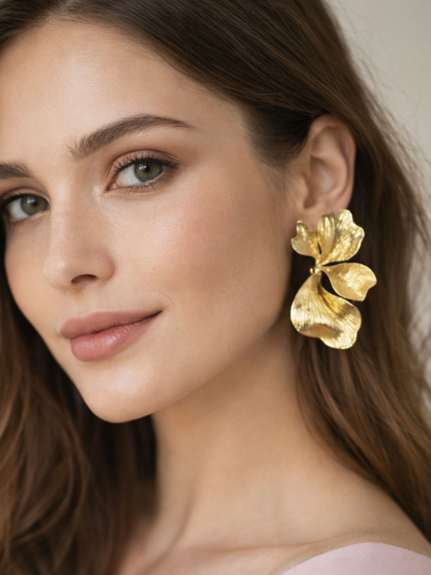 Gold Plated Ginkgo Leaf Statement Western Earrings