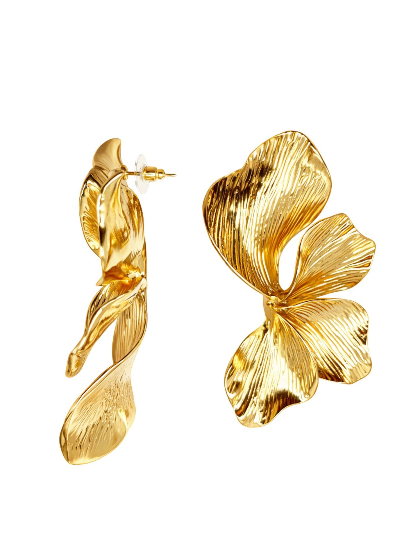 Gold Plated Ginkgo Leaf Statement Western Earrings