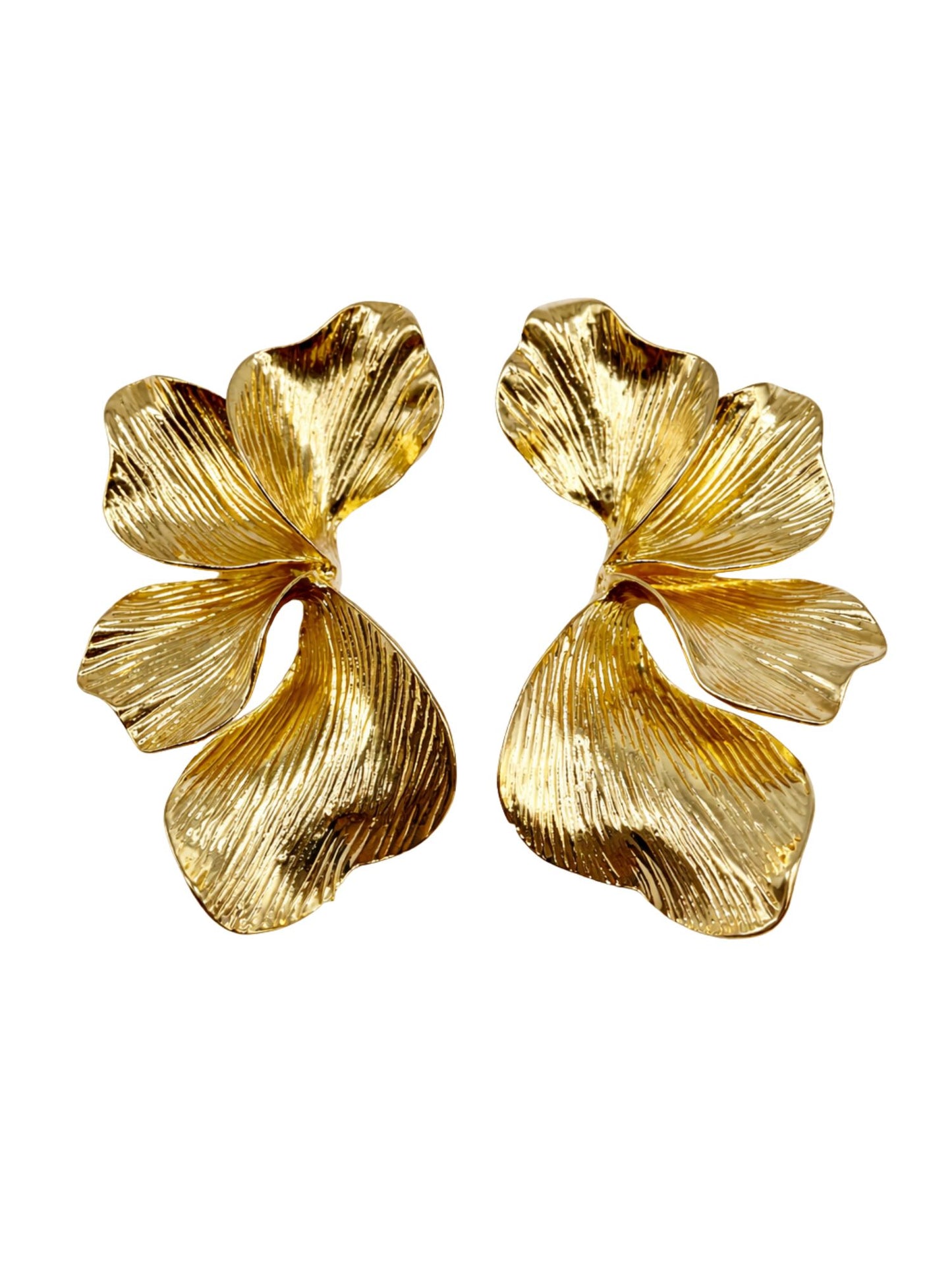 Gold Plated Ginkgo Leaf Statement Western Earrings